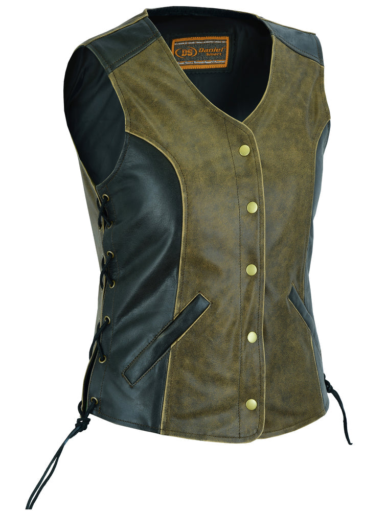 DS  Women's Stylish Longer Body ¾ Vest - Side Laces - Two T